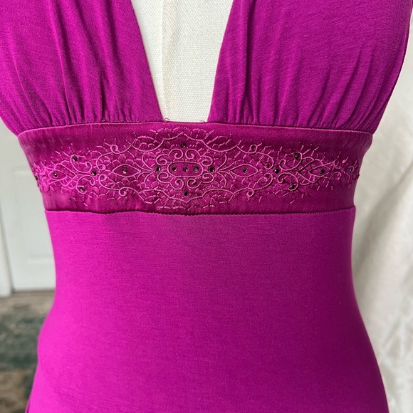 Y2K Hot Pink Bebe Halter Midi with Jeweled Waist - Picture 3 of 5